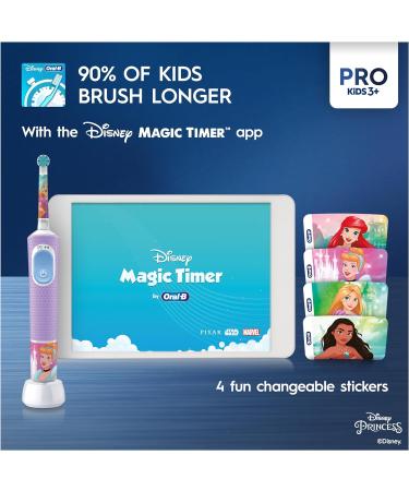 Oral-B Pro Kids Electric Toothbrush Gift Set | Disney Princess Stickers | Kid-Friendly Sensitive Mode | Ages 3+ | Purple | UK Plug - Buy Online on GoSupps.com