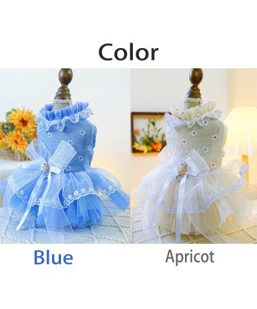 BT Bear Smally Disching Puppy Skirt & Tutu Dress for Small Dogs & Cats - Princess Bow Wedding Outfit (Size L Blue) - Buy Online on GoSupps.com