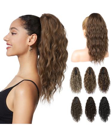 Brikabia ponytail extension ponytail extension hair part with bracket long wavy curly ponytail hair part clip in hair extension for women 40cm ginger brown