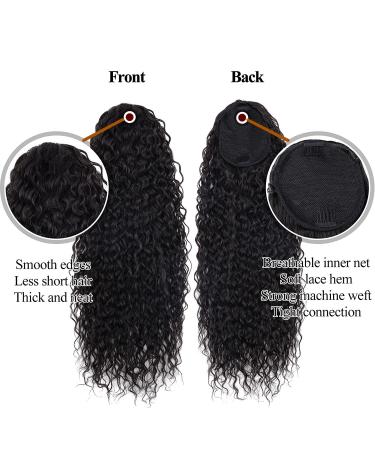 30 Inch Curly Drawstring Ponytail Extensions for Black Women - Natural Black 190g - Human Hair Feel - Thick & Natural Looking - Water Wave Long Ponytail with 2 Clips In - Synthetic Hairpiece - Buy Online on GoSupps.com