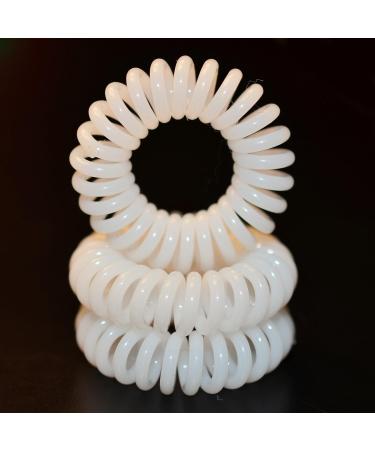 Miya Set of 3 High-Quality White Elastic Telephone Hair Ties | Mini Plastic Spiral Hair Accessory & Bracelet - Buy Online on GoSupps.com