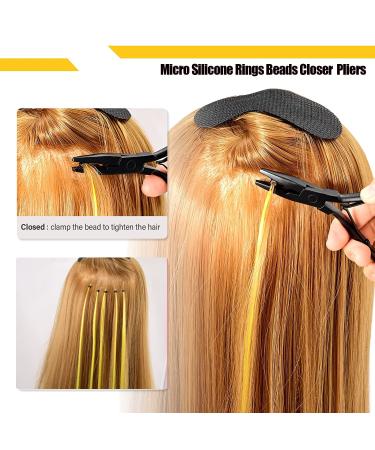 Gomake Microlinks Hair Extensions Kit with Hair Extension Closer and Removal Pliers - 200PCS Black Micro Beads, Pulling Hook, and Loop Tool for Silicone Rings - Buy Online on GoSupps.com
