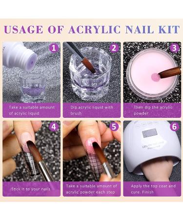 Ejiubas Acrylic Powder and Liquid Set with Professional Monomer - Nail Kit with 3 Colors for Nail Extension Beginners - Buy Online on GoSupps.com
