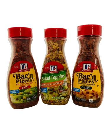McCormick Imitation Bacon Bits Crunchy Salad Toppings and Bacon Flavored Chips 3 pack Bundle (one container of each kind). Great for topping salads baked potatoes and more! - Buy Online on GoSupps.com