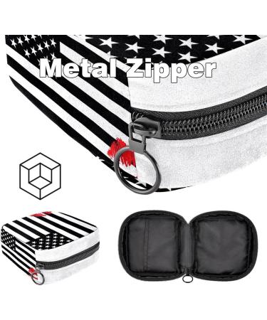 GIAPB Sanitary Napkin Storage Bag | Period Tampon Makeup Pad Pouch | Black USA Flag Color - Buy Online on GoSupps.com