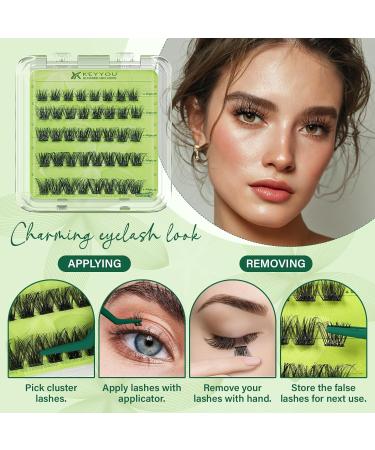 Self Adhesive Eyelashes - 40pcs Lash Extension Kit with Applicator & Curler | Pre-Bonded Reusable Lash Clusters - No Glue Needed - Buy Online on GoSupps.com