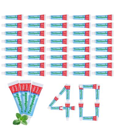 0.28oz Small Toothpaste Travel Size Bulk Mini Toothpaste Travel Mint Scent TSA Compliant for Hotel Camping Gym Office School Homeless 40 1 Ounce (Pack of 40)