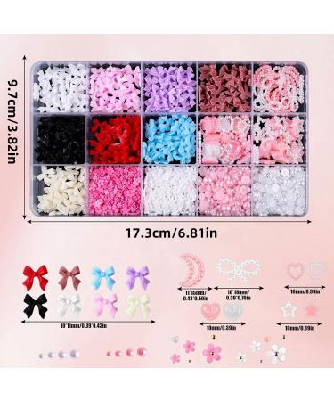 zzywjf 1000Pcs Nail Charm Butterfly Beads Bow 3D Butterfly Nails Charm Colourful Bowknot for Acrylic Nails Cute Butterfly Resin Nail Rhinestone Glitter Valentine Accessories for Nail Art Crafts - Buy Online on GoSupps.com