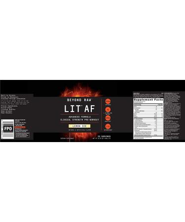 Beyond Raw LIT AF Pre-Workout Powder | Clinical Strength Formula with Caffeine, L-Citruline & Nitrosigine | Lemon Ice Flavor | 20 Servings - Buy Online on GoSupps.com
