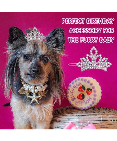 MTLEE 2-Piece Crystal Rhinestone Dog Tiara Crown Hair Clips - Pet Grooming Accessories (Silver) - Buy Online on GoSupps.com