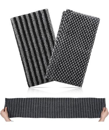 Back Scrubber Set - 2-Piece Double-Sided Peeling Sponge Bath Brush for Men & Women | Shower Exfoliating Washcloth in Black - Buy Online on GoSupps.com
