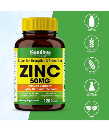 Zinc 50mg Vegetarian Capsules 120 Ct - Essential Mineral Supplement - Buy Online on GoSupps.com