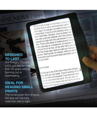 3X Large Rechargeable LED Page Magnifier with Anti-Glare LEDs - Ideal for Reading Small Prints & Relieve Eye Strain - Buy Online on GoSupps.com