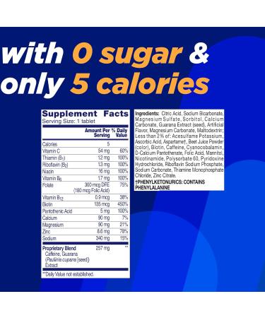 Alka-Seltzer Energy Boost - Caffeine & Guarana B Vitamins for Mental Alertness Fizzy Sugar-Free Tablets | 10ct Tropical Punch Flavor - Buy Online on GoSupps.com
