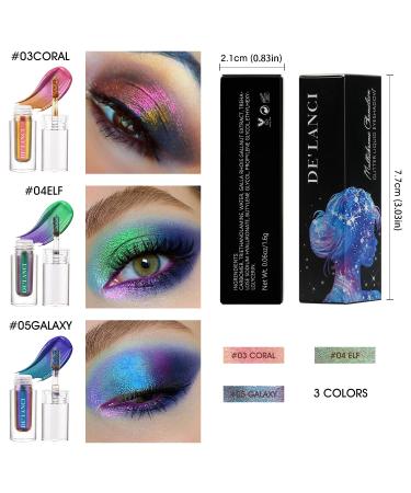 DE'LANCI Holographic Duochrome Liquid Eyeshadow Set - Coral, Elf, Galaxy - Buy Online on GoSupps.com