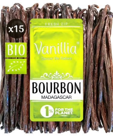 ORGANIC - 15 Vanilla Beans from Madagascar - Grade A1 "Grand Cru" of Madagascar 2023 - Long Vanilla Pods 6-7 inches - FreshZIP bag - Buy Online on GoSupps.com