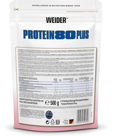 Buy WEIDER Protein 80 Plus - Low-Carb Raspberry Cream Protein Powder (500g) | Multi-Component Casein & Whey Mix for Shakes - International Shipping Available - Buy Online on GoSupps.com