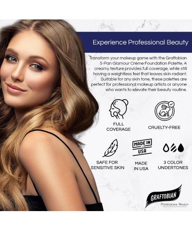 Graftobian HD Glamour Cr me Foundation Palette - Highlight & Contour Light | 5 Color Cream Makeup Palette for Full Coverage and Definition - Light Skin Tones - Buy Online on GoSupps.com