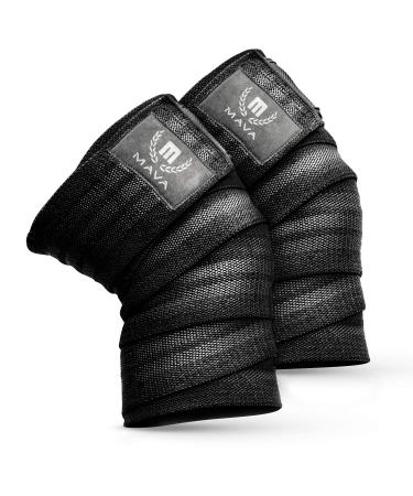 Mava Sports Knee Wraps for Cross Training WODs Compression & Elastic Support Black