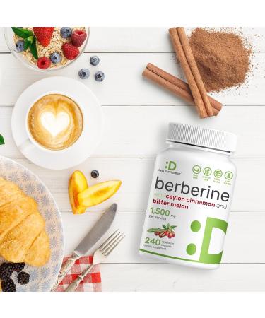 Berberine Supplement 1500mg with Ceylon Cinnamon & Bitter Melon | 240 Capsules - Supports Glucose Metabolism & Weight Management - Buy Online on GoSupps.com