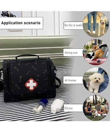 Nimomo Pet Aid Bag Medical Bag Oxford Cloth Bone Pattern Dog Grooming Emergency Survival Handbag for Home Outdoor Travel Camping - Buy Online on GoSupps.com