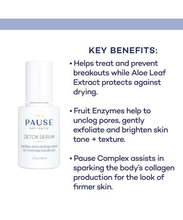 Pause Well Aging Detox Serum - Skin Care For Menopausal Women - Clarifies and Unclogs Pores - Skin Firming Serum That Lifts and Brightens - Balancing Serum For Fine Lines and Wrinkles - 1 fl oz - Buy Online on GoSupps.com