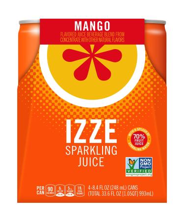 IZZE Sparkling Juice Beverage, Mango, 8.4oz Cans (4 Pack)