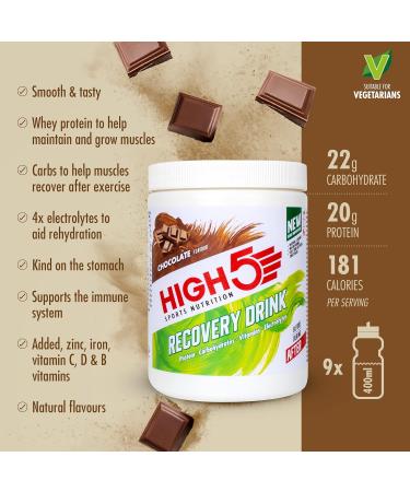 HIGH5 Recovery Drink Whey Protein Isolate Promotes Recovery (Chocolate 450 g) Chocolate 450 g (Pack of 1) - Buy Online on GoSupps.com