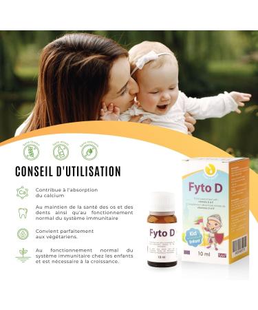 Fyto D 800 IU Vitamin D3 for Children - Growth & Vitality Bone & Teeth Support Enhanced Immunity & Defense 10ml Dropper Neutral Taste Plant Derived Natural No Additives - Buy Online on GoSupps.com
