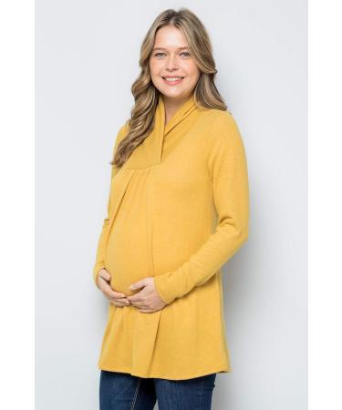Bump Maternity High Neck Knit Sweater - XL Mustard Tunic Top | Made in USA - Buy Online on GoSupps.com