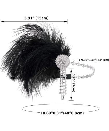 Sweetv 1920s Flapper Headband | Rhinestone Feather Great Gatsby Hair Accessory - Buy Online on GoSupps.com