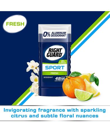 Right Guard Sport Aluminum-Free Deodorant Invisible Solid Stick 3 oz - Fresh Scent - 4 Count Pack - Buy Online on GoSupps.com