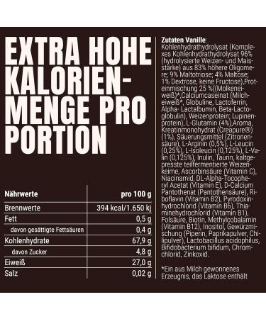Powerstar Hardgain Mass 3600G | Sugar-Free Weight Gainer with Creatine | Fast Muscle Building Shake | German Quality | Vanilla Flavor - Buy Online on GoSupps.com