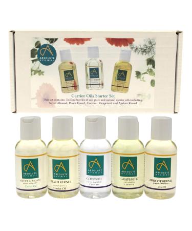 Absolute Aromas Kit de D marrage Huiles de Support 50ml - Pack de 5 comprenant une Amande Douce un Noyau d'Abricot une Noix de Coco Fractionn e un P pin de Raisin et un Noyau de P che 250 ml (Lot de 1)