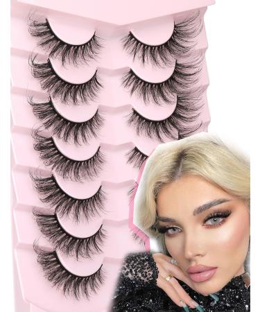 False Eyelashes Wispy Cat Eye Lashes Russian Strip Lashes That Look Like Extensions Fox Eye Lashes D Curl Fake Lashes Pack 7 Pairs by Goddvenus E-cat eye - Buy Online on GoSupps.com