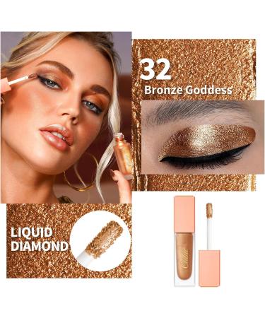 Oulac Liquid Glitter Eyeshadow Highly Pigmented Gold Eyeshadow Liquid Shimmer Eyeshadow & Eyeliner Metallic Bronze Eyeshadow Blendable Eye Make-up Vegan Cruelty-Free 5.4g Bronze Goddess (32) Bronze Goddess(32) - Buy Online on GoSupps.com