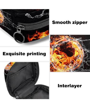 Menstrual Pad Bag with Zipper | Women's Tampon Bag | Stylish 3D Abstract Flame & Water Design | Color 8 - Perfect for Girls & Women - Buy Online on GoSupps.com