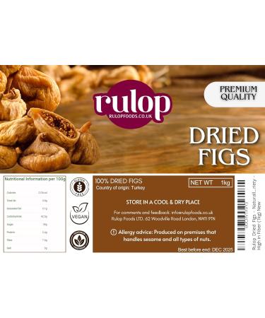 Rulop Dried Figs - Naturally Dried - 1kg - Vegan - Turkish Variety - High in Fiber (1kg) - Buy Online on GoSupps.com