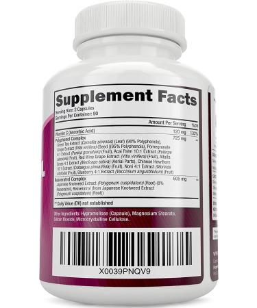 Resveratrol 1450mg Antioxidant Supplement with Japanese Knotweed & Vitamin C - Promotes Anti-Aging & Heart Health - 180 Vegan Capsules - Buy Online on GoSupps.com