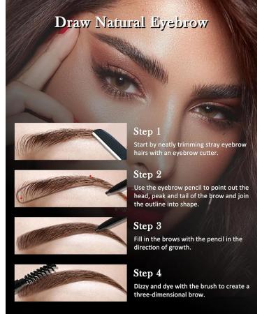 Waterproof Black Eyebrow Pencil Set 12Pcs Retractable Brow Micro Professional Eyebrow Pencil Ultra Fine Long Lasting Women Eye Makeup for Perfect Eye Liner Brows Shaping & Filling Brow Gel Pen- 01 01 Black - Buy Online on GoSupps.com