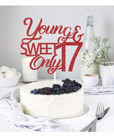 Young & sweet only 17 Cake Topper Girls Happy 17th Birthday Party Cake Decorations Dancing Queen Sweet 17 Anniversary Party Decor Supplies Red Glitter - Buy Online on GoSupps.com