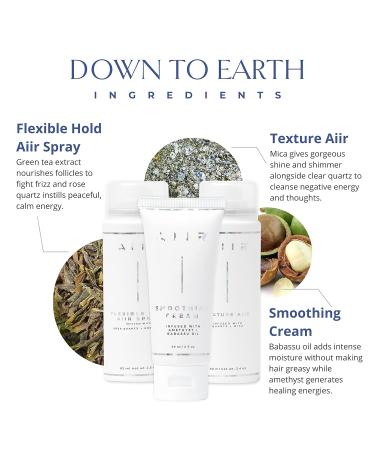 AIIR Professional Travel Size Haircare Bundle - Texture Spray Smoothing Cream Flexible Hold Hairspray & Travel Bag Vegan Hair Care Infused with Crystals Clean Beauty Travel Haircare Bundle - Buy Online on GoSupps.com