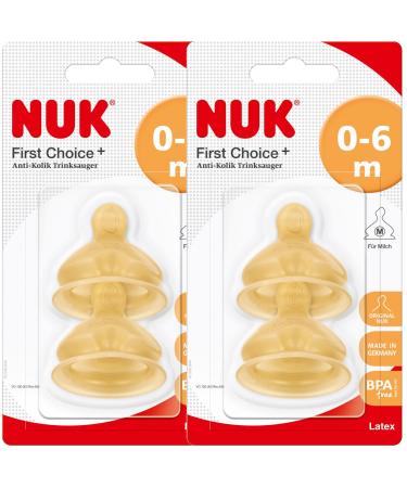 Nuk 10120014 Latex teat First Choice+ size 1 (0-6 months) M pack of 2 (2 x 2-pack blisters)