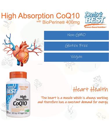 Doctor's Best High Absorption CoQ10 400 mg with BioPerine - 60 Veggie Caps - Buy Online on GoSupps.com
