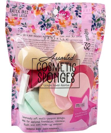 32 Pieces Latex Free Assorted Cosmetic Foundation / Concealer Blending Sponges (Floral Bag)