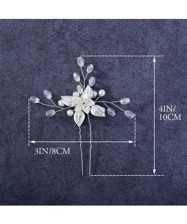 Gorais Flower Bride Wedding Hair Pins - Silver Leaf Bridal Hair Pieces for Women and Girls (Pack of 3) - Buy Online on GoSupps.com