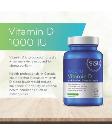 Sisu Vitamin D 1000 IU 400 Tablets - Quick Dissolve Vitamin D3 Tablets - Immune Support and Bone Maintenance - Gluten & Dairy Free - 400 Servings - Buy Online on GoSupps.com