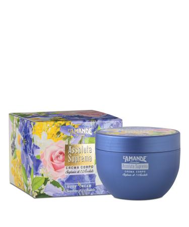L'ALMONDE - Moisturizing Body Cream with Hyaluronic Acid and Vitamin E Antioxidant Mild Emollient, Dry Skin Cream with Vanilla - Body Care, Absolute Supreme, 300 ml - Made in Italy