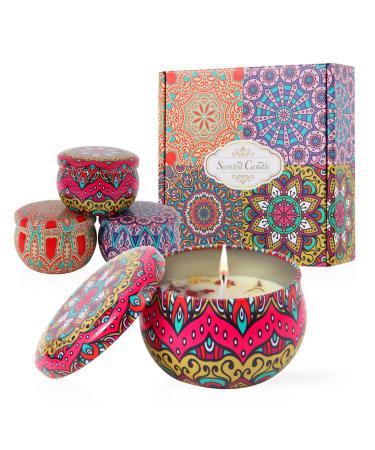 Scented Candles Gift Sets for Women Soy Wax Aromatherapy with Lavender Lemon Cocoa Rose Scents for Birthday Friendship Home Decor Mother's Day.