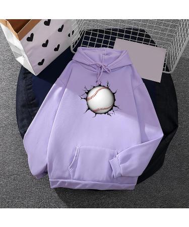 Yihaojia Football Sweatshirts for Women with Hood Print Hoodie Long Sleeve Drawstring Pullover Tops Casual Sweatshirt Purple#40 XX-Large - Buy Online on GoSupps.com